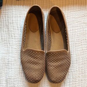 Frye Taupe Perforated Leather Slip-On Loafers